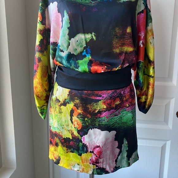 Rocco Barocco Floral Abstract silk dress XS - Picture 5 of 16
